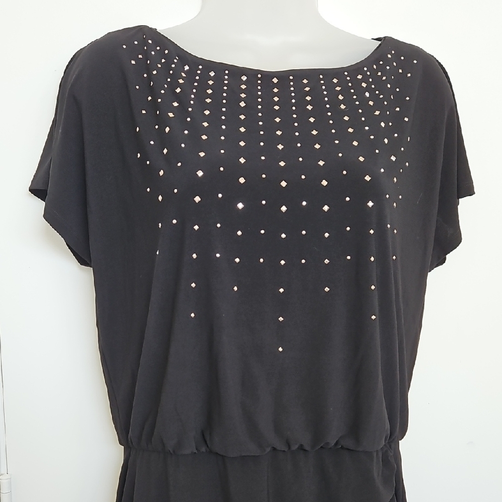 NWT White House Black Market Black Dress with Silver Stud Accents